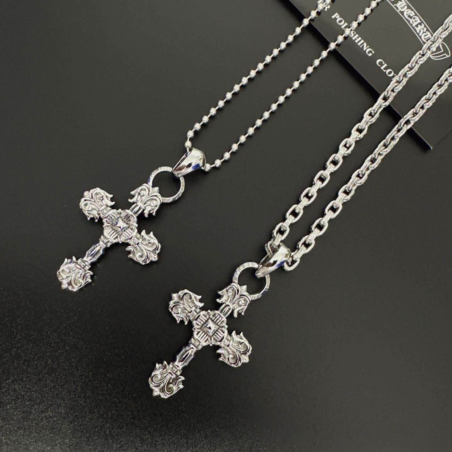 Chrome Hearts Silver Cross Pendant Necklace